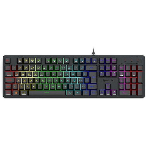 Teclado Membrana Gamer Redragon Netherbane Preto RGB K521-RGB